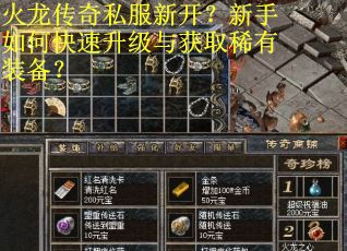 火龙传奇私服新开？新手如何快速升级与获取稀有装备？